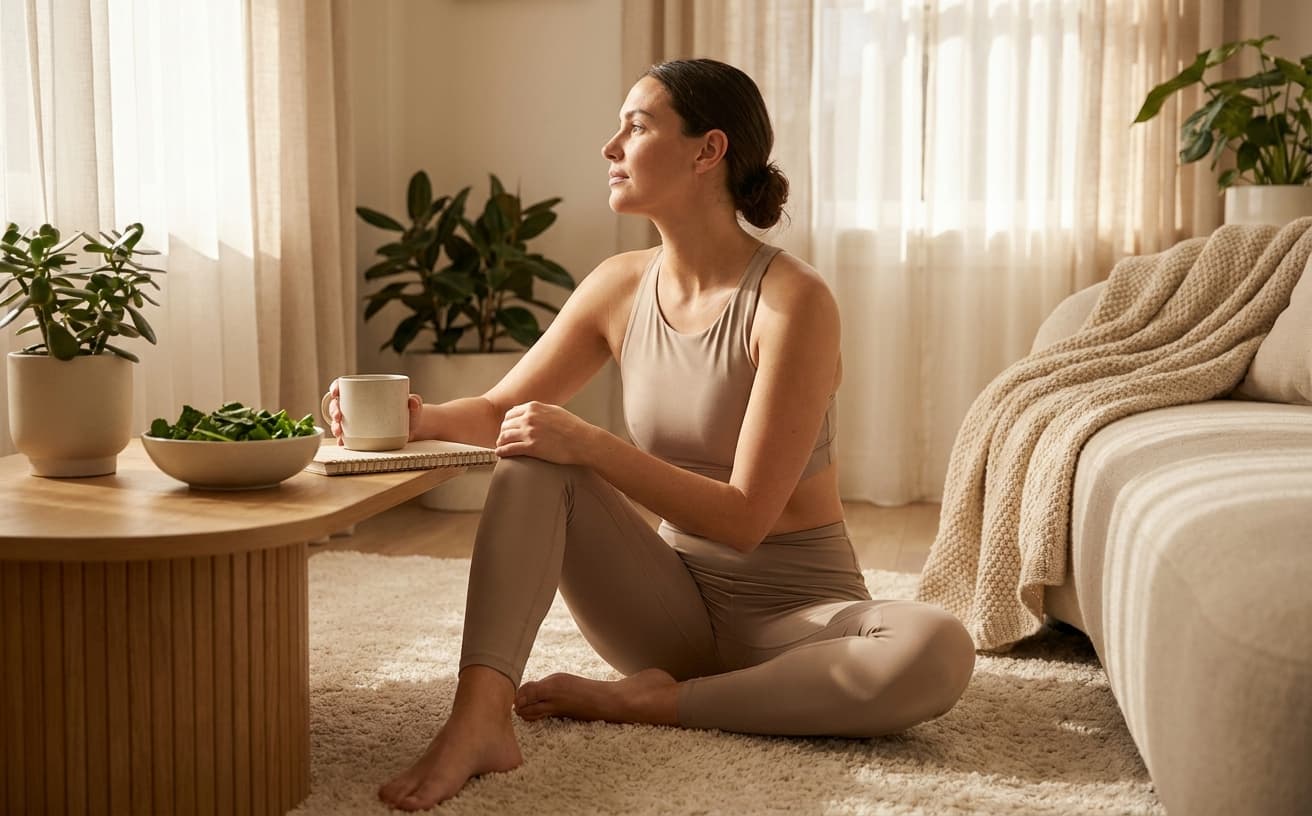 Photo-realistic editorial image for Cortisol Belly Fat: How Stress Is Secretly Sabotaging Your Weight Loss Goals