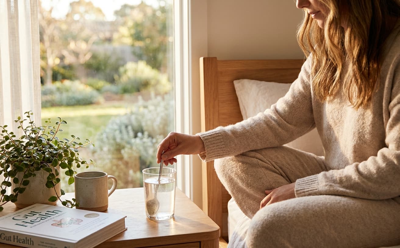 Photo-realistic editorial image for The Gut-Sleep Connection: How Your Microbiome Affects Your Sleep Quality